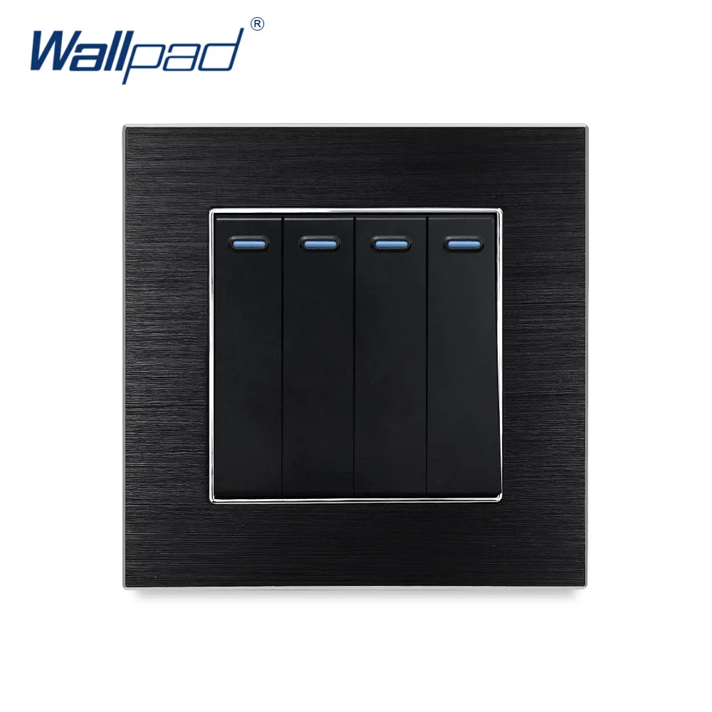Hot Sale 4 Gang 2 Way Switches Wallpad Luxury Wall Light Switch Aluminium Satin Metal Panel Rocker Interrupteur | Обустройство дома