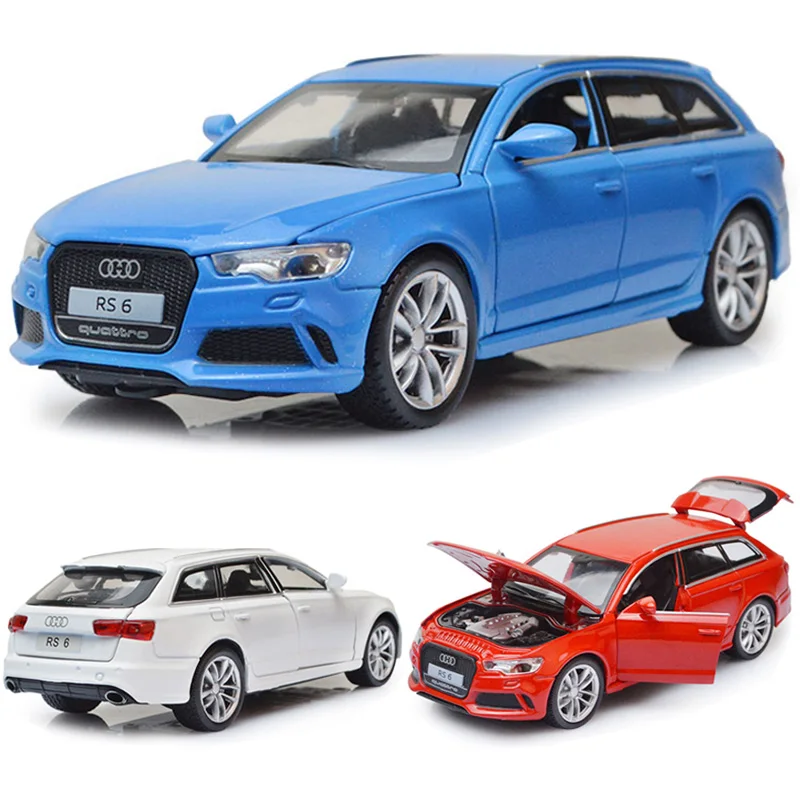 Audi-Coche de aleación RS6 a presión para niños, juguete de coche con retroceso, de colección, 1:32, envío gratis