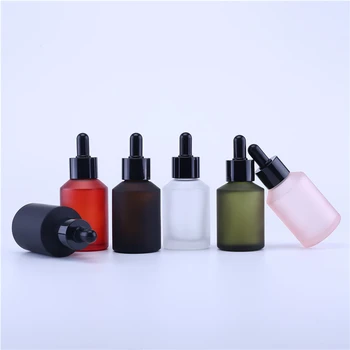 

10 x cosmetic packaging custom 60cc essential oil bottle 60ml matte black slant shoulder glass dropper bottle