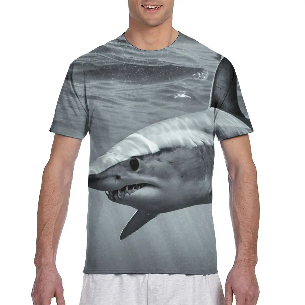

Shark New Printed Couple Hotstyle Pullover T-Shirt