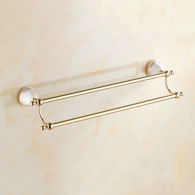 

European Style Stainless Steel Towel Rack Gold Storage Shelf Sanitary Ware Hardware Accessories Bathroom Hanger Set Towel Rack W