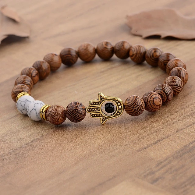 Gold and Wooden Bead Bracelets