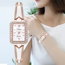 Алмазные Кварцевые Металлические Часы relogio feminino Простые повседневные модные квадратные циферблат маленькие и изысканные женские часы-браслет B4