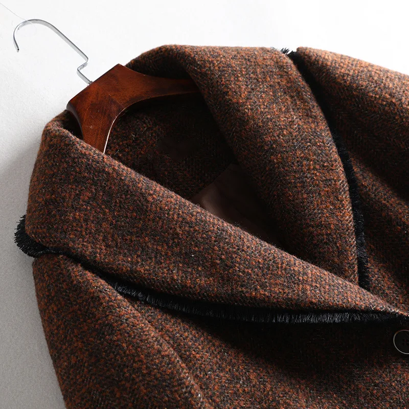 Осенне-зимнее шерстяное пальто для женщин, большие размеры, XL-5XL, однобортная ветровка, Женская длинная верхняя одежда, повседневный Топ, куртки G661