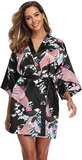 Fashion Satin Robe Female Bathrobe Sexy peignoir femme Silk Kimono Bride Dressing gown sleepwear Night Grow For Women