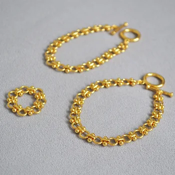 

Hand-Assembled Flower Chain Normcore Style Simple Fashion All-match Elegant OT Clip Bracelet Ring