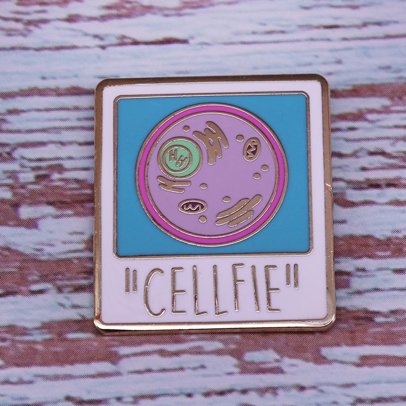Muslimscience Polaroid Cell Picture Pin Take A Selfie Fun Pun Biology Badge Lab Scientific Accessorio Di Moda