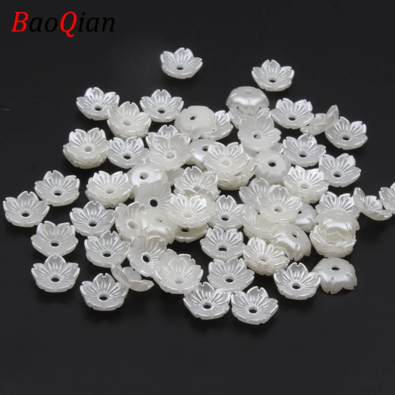 

100PCS Flower-shaped Imitation Pearl Beads DIY Charm Acrylic Beads Making Necklace Bracelet Jewelry Accessories 8/10mm