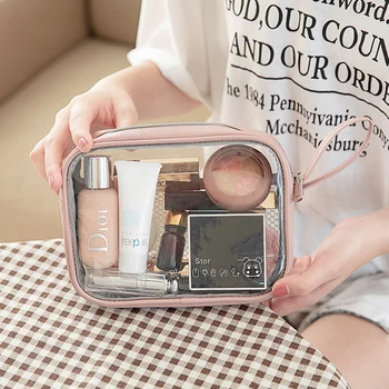

PU Transparent Zipper Makeup Washing Storage Bag Lipstick Towel Organizer Digital Electronic Item Collect Pouch Travel Accessori