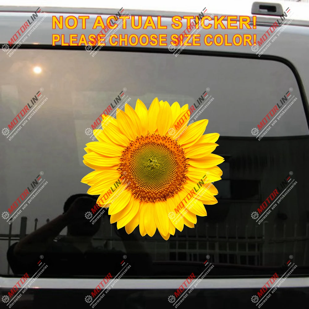 Yellow Sunflower Helianthus Decal Sticker Car Vinyl Reflective Glossy pick size | Автомобили и мотоциклы