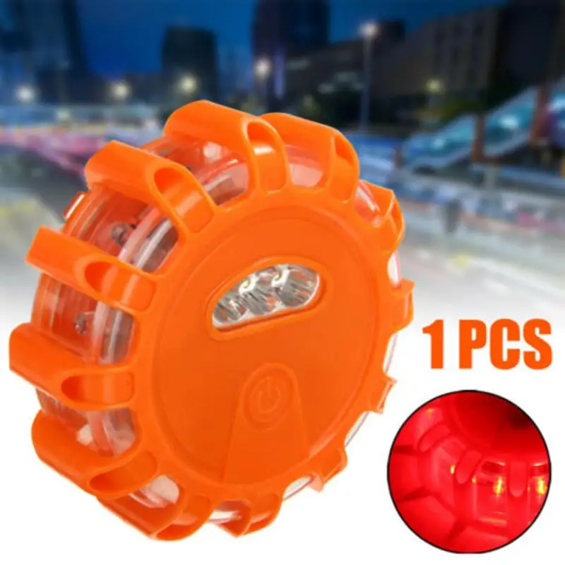 8/15LED Flash Emergency Lamp Disc Beacon Warning Light Magnetic Base Roadside Flare Car Portable Breakdown Signal Strobe 8 | Спорт и
