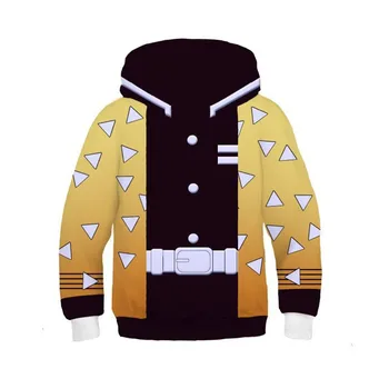 

Anime Demon Slayer Kimetsu no Yaiba Kamado Tanjirou Cosplay Agatsuma Zenitsu kids Hoodie Hooded Pullover Sweatshirts Coat jacket