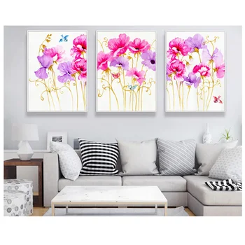 

3 pcs set pink flower diamond art full drill square 5d Diamond Painting Cross Stitch Diamond Embroidery sale orchid Home Decor