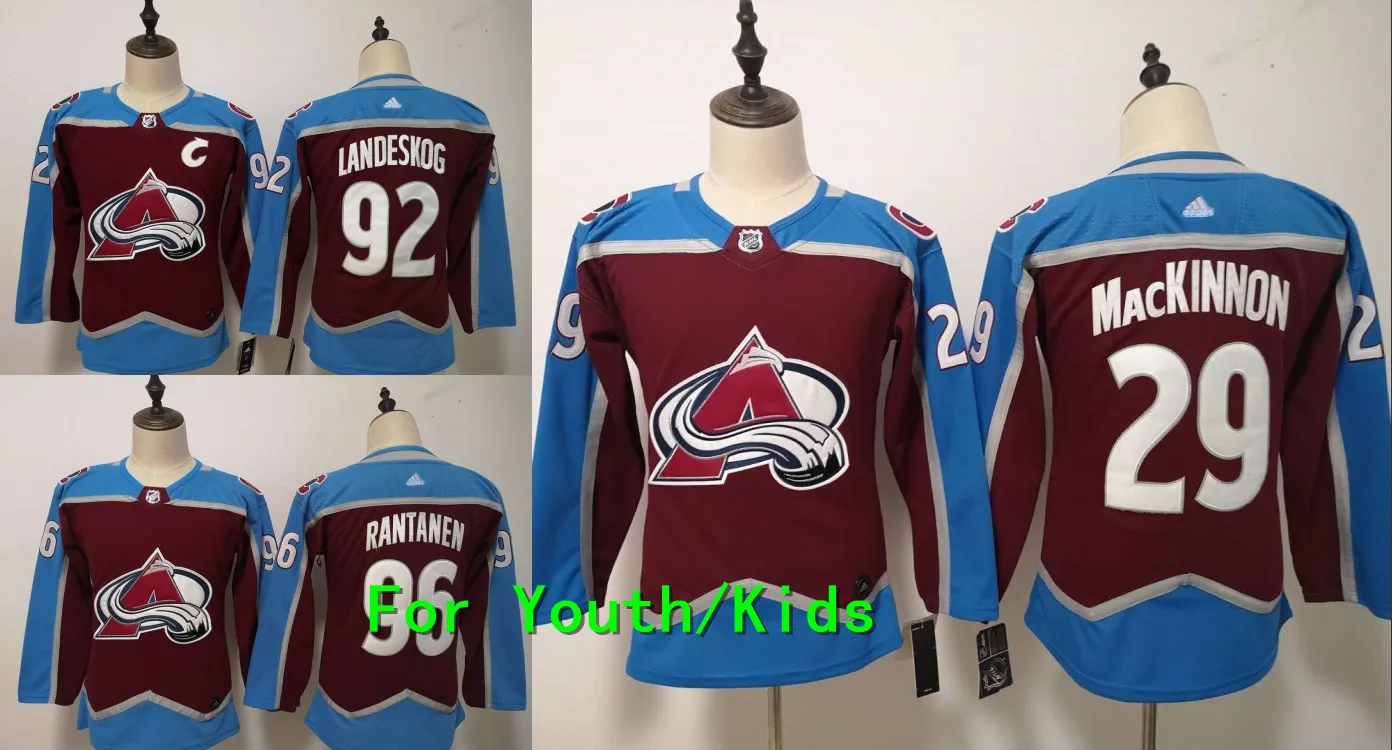 Молодежная вышивка сшитая Colorado#92 Gabriel Landeskog 96 Микко Рантанен 29 Натан Маккиннон Дети Джерси