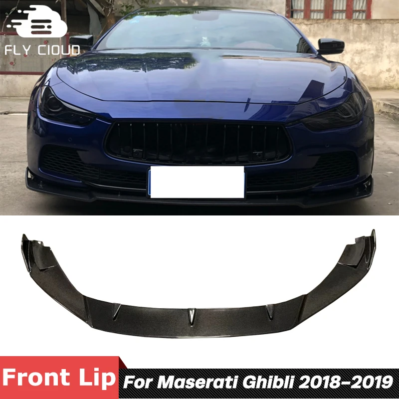 

New Style Carbon Fiber Material Front Bumper Spoiler Chin Lip For Maserati Ghibli 350 HP Car Body Kit Tuning 2018-2019