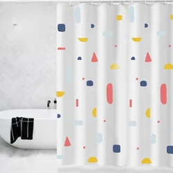 Geometric Shower Curtain Decoration Design, White High Quality Shower Curtain, Bathroom Accessories, Home Accessories