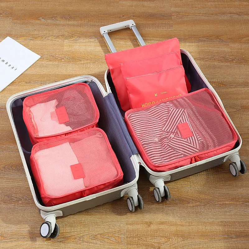 

Solid Color Nylon Men Women Travel Bag Organizer Hand Luggage Large Capacity Waterproof Travel Bag Packing Cubes Double Zip