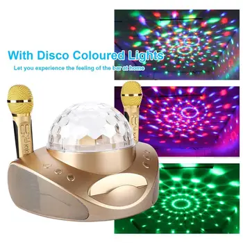

Wireless Microphone Bluetooth Speaker Mobile Karaoke Stereo Black 20W SDRD Speaker Set Black Gold Pink Playing Music