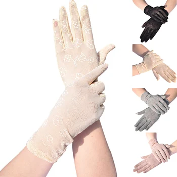 

Lady Lace Gloves Breathable Pure Color Gloves Women Full Finger Mittens Outdoor Sunscreen Driving Mittens Fashion Thin Guantes