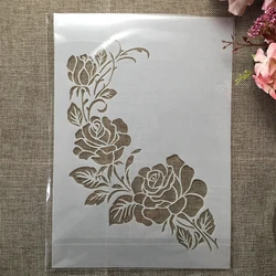 A4 29cm A Branch of Rose Flower DIY Layering Stencils Wall Painting Scrapbook Coloring Embossing Album Decorative Template