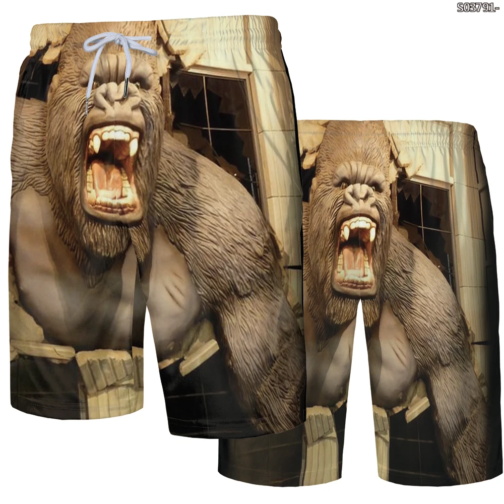 

New men's GYM pants 3D printed MMA shorts fitness breathable orangutan pants quick-drying shorts men's compression shorts