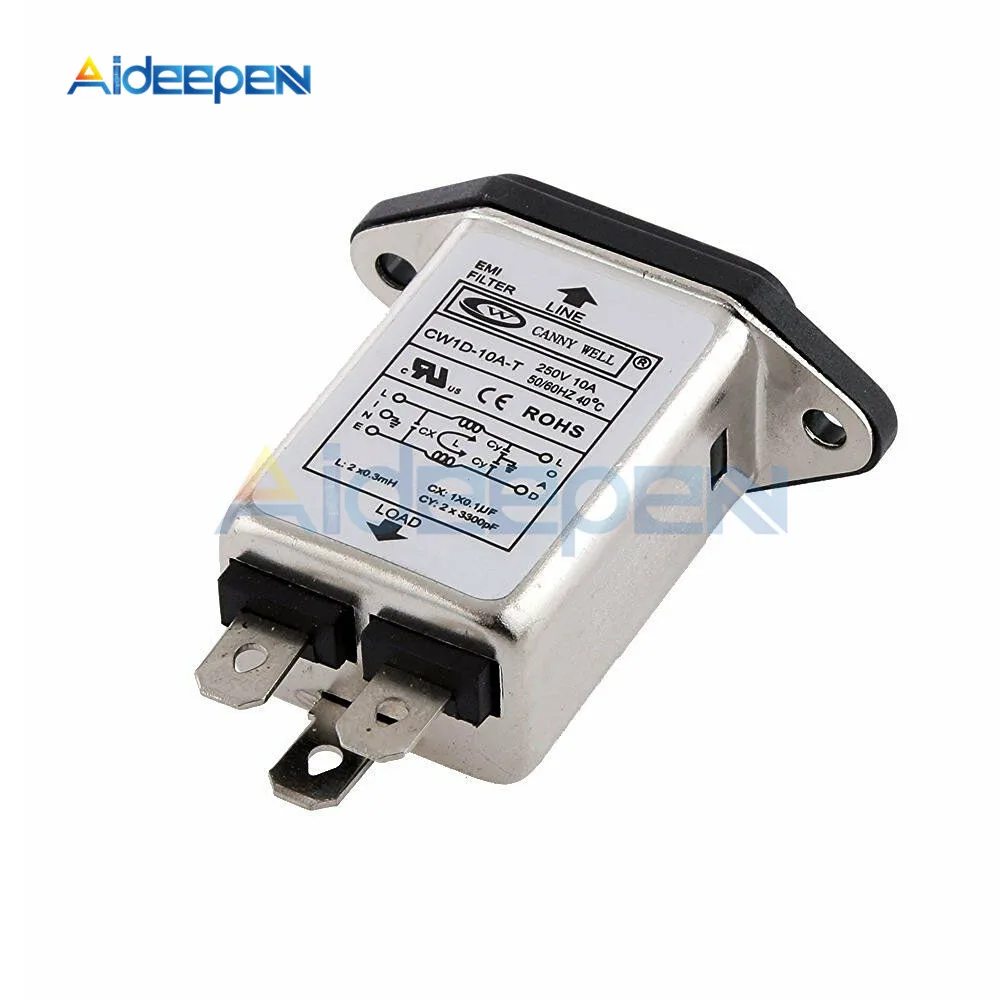 AC 115V-250V 10A 50/60Hz Т-образный разъем IEC розетка Панель крепление Мощность линейный EMI