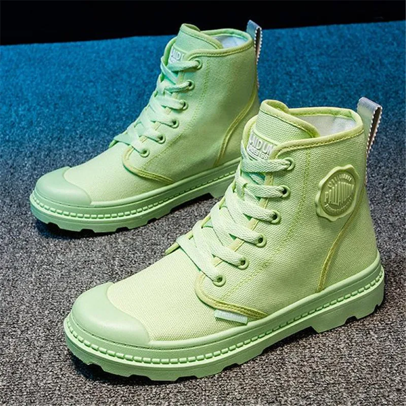 Trendy Women's Casual Shoes Woman High Top Colored Canvas Shoes Autumn