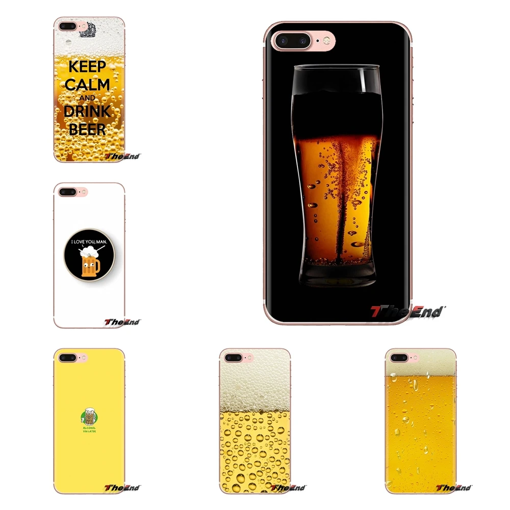 For iPhone XS Max XR X 4 4S 5 5S 5C SE 6 6S 7 8 Plus Samsung Galaxy J1 J3 J5 J7 A3 A5 Soft Transparent Cover funny alcohol beers |