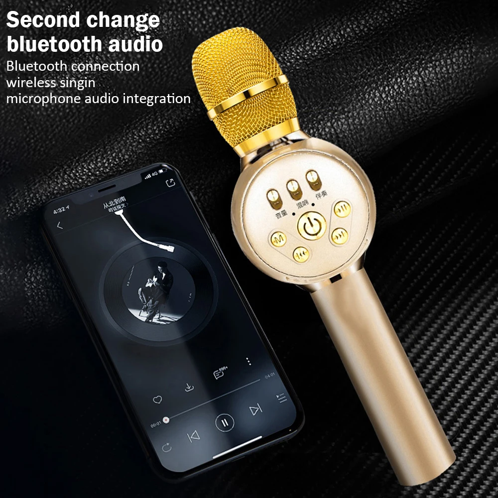 Bluetooth динамик микрофон беспроводной профессиональный ручной караоке микрофон для музыкального проигрывателя для вокала, с рекордером KTV поддержка TF AUX