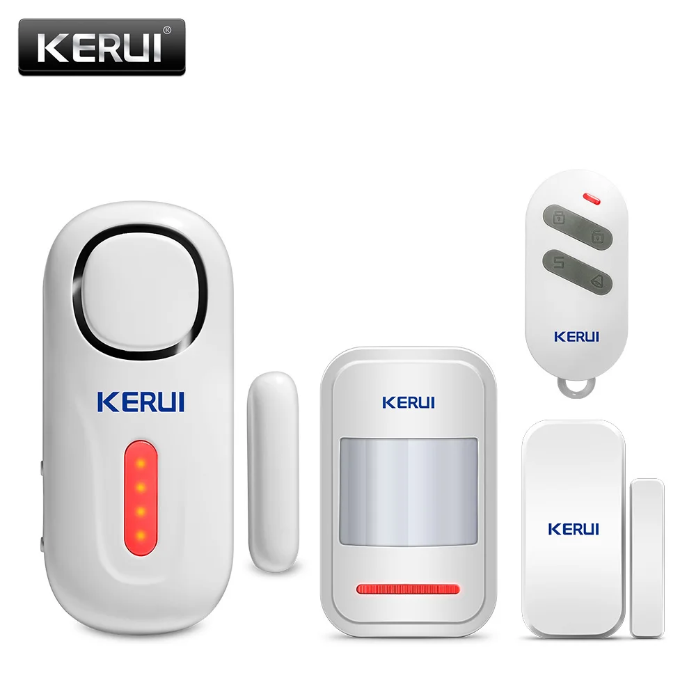 KERUI-alarma de casa con Sensor de puerta inalámbrico, controlador remoto, fuente de alimentación de batería, 433MHz, sistema de alarma antirrobo para el hogar