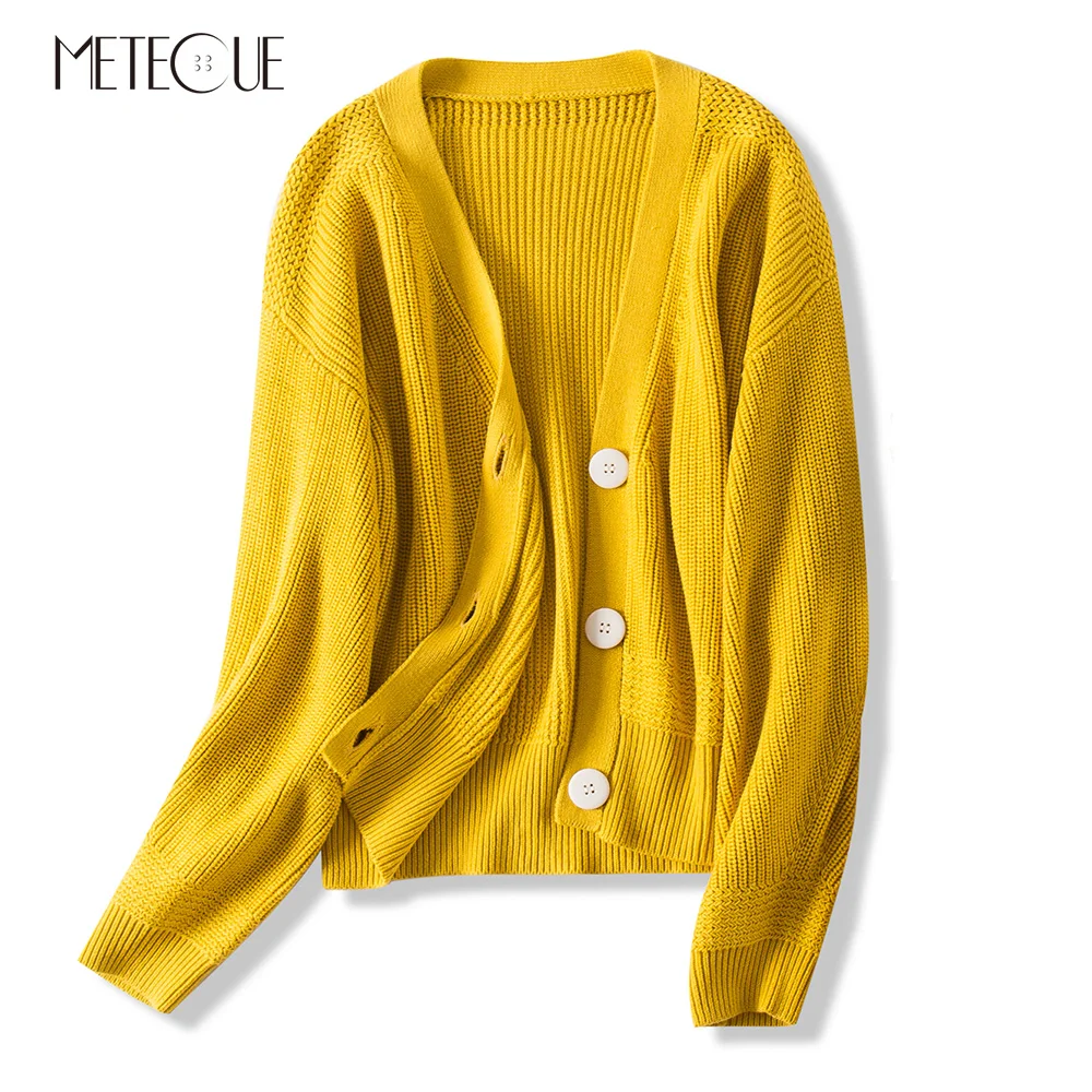 

Loose Wool Blends Single-breasted Women Sweaters Cardigans Casual V Neck Long Sleeve Woman Sweater Knit Wear Autumn 2019
