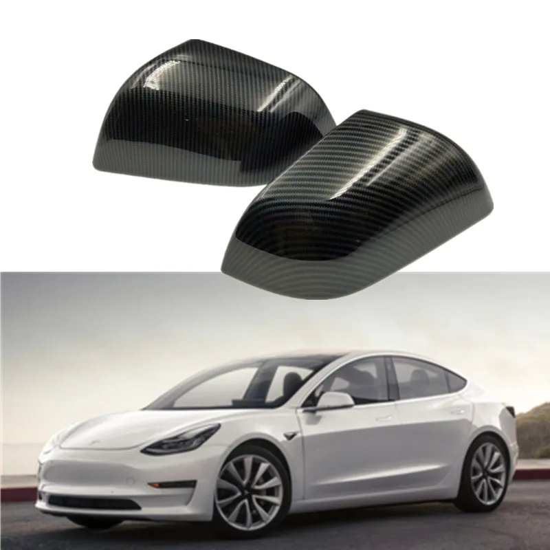 

For Tesla Model 3 2017 2018 2019 ABS Car Side Door Rearview Mirror Protect Frame Cover Trims Carbon Fiber Car Rear Mirror Cover
