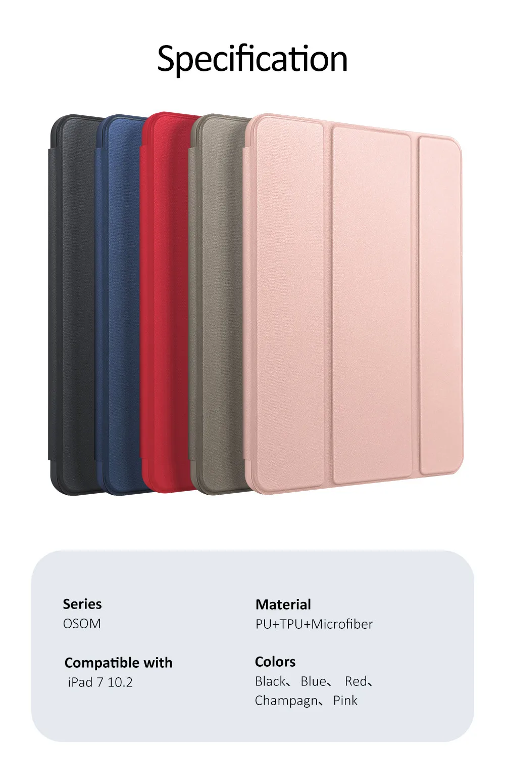 Для iPad 7th 10," чехол из гладкой кожи PU кожаный чехол для iPad 10,2 авто сна/Пробуждение легкая подставка чехол