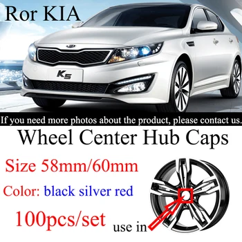 

100pcs 58mm 60mm For kia Car Wheel Center Hub Cap Badge Sticker Car Wheel Dust-proof Covers Decal Car Styling Accessorie