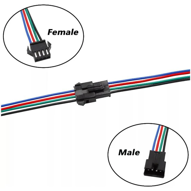 Connecteur Bande LED RGB + CCT 6 fils mâle-femelle Pack 5 