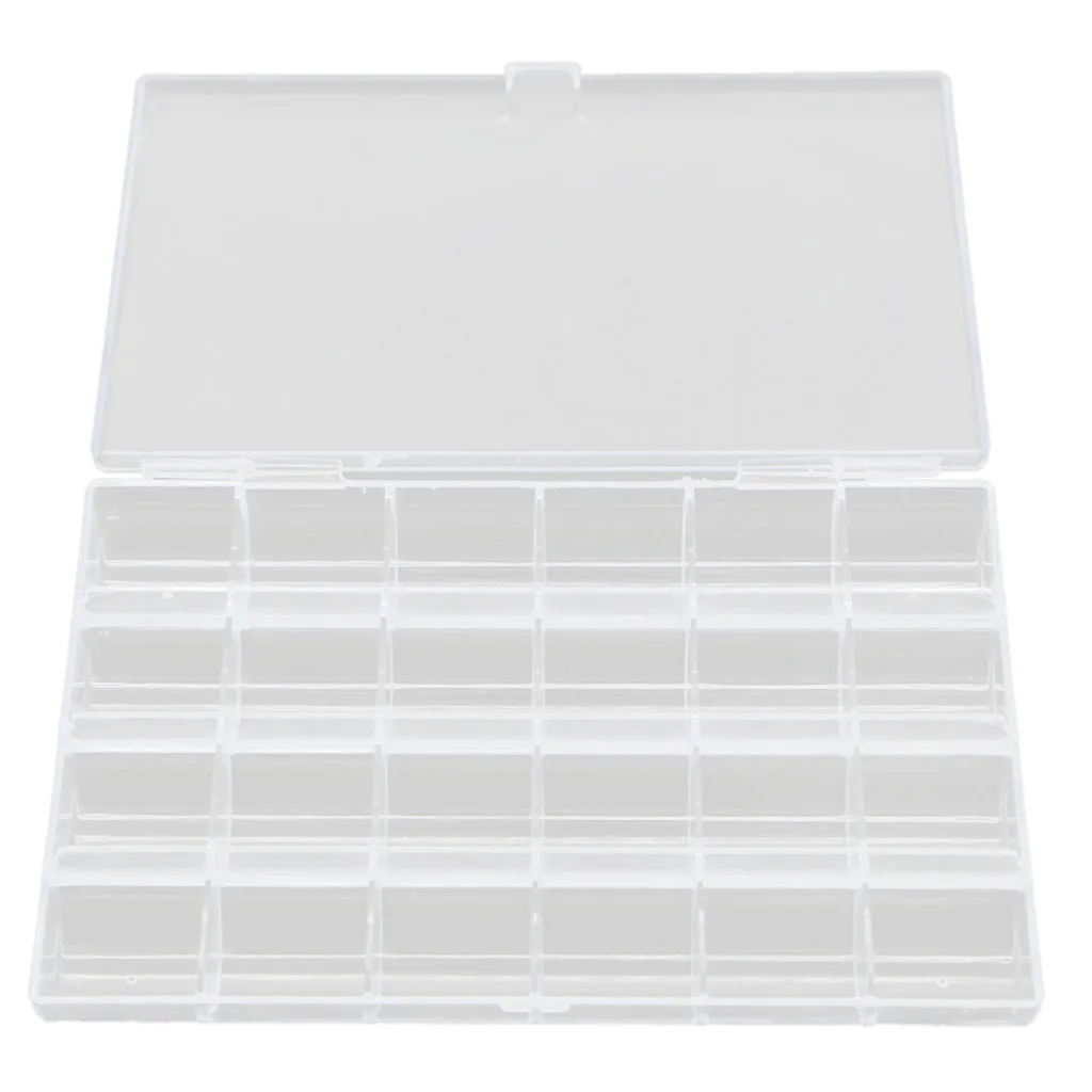 24 Grids Clear Plastic Organizer Box with Dividers for Sorting Earrings Rings Beads & DIY Craft Screws