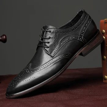 

Men Formal Wedding Shoes Luxury Men Business Dress Shoes brogue Men Loafers Pointy wedding party Shoes Big Size 38-47 o4