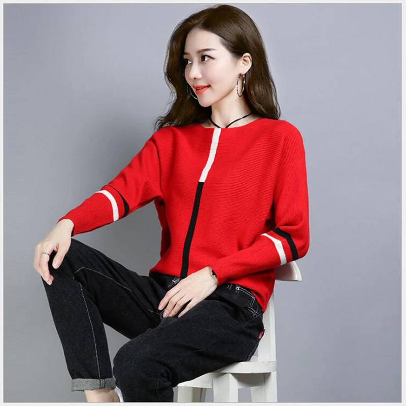 

Свитер женский осенне-зимний, однотонный, с длинным рукавом и круглым вырезом