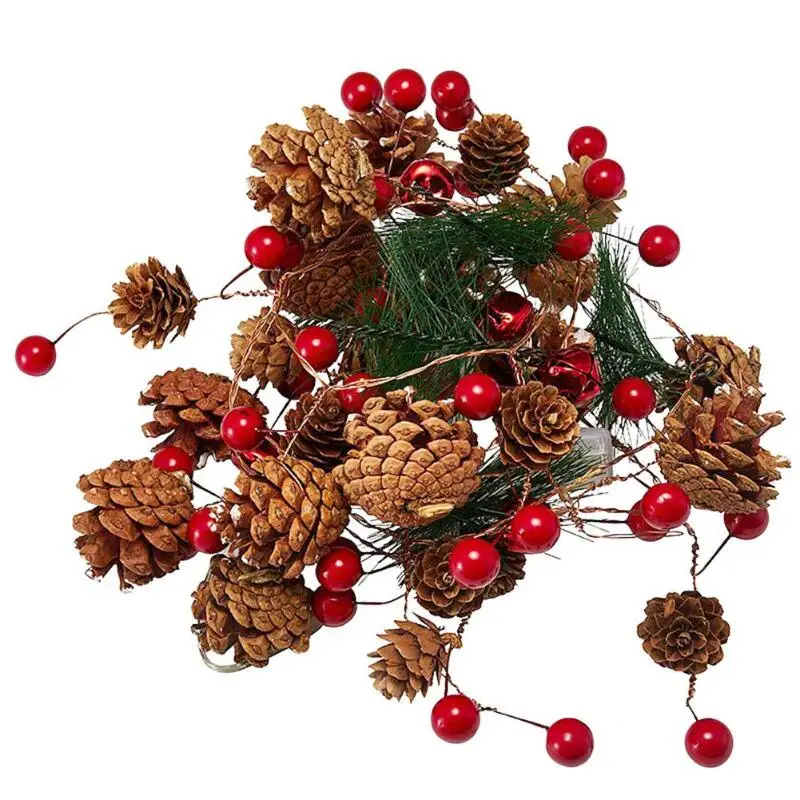

2m 20LED Lamp String Pinecone Shape Copper Battery Warm White Xmas Decor