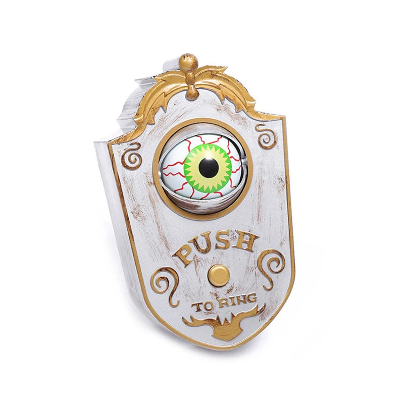 Halloween Doorbell Horror Props One-eyed with Glowing Eyes Scare Voice Magical Doorbell Halloween Haunted House Door Decoration - Цвет: Белый