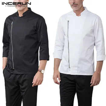 

Mens Long Sleeve Chef Blouse Solid Color Long Sleeve Chef Jackets Unisex Chef Uniform Kitchen Service Cooking Shirt Plus Size