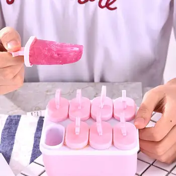 

Plastic Popsicless Ice Cream Mold Maker Tray Cubess DIY Kitchen Tool with Cover 2019