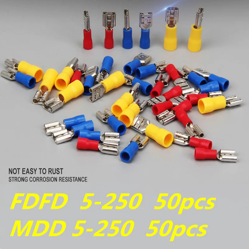 MDD5.5-250 FDFD5-250 изолированные электрические обжимные клеммы для проводов 4-6 мм2