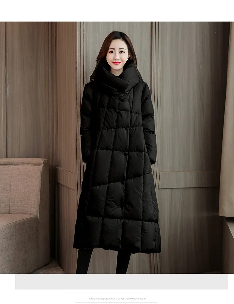 Dongdaemun Exta-длинное хлопковое пальто, зима, стиль, женское платье, корейский стиль, плотное, удлиненное, до колена, пуховое, с хлопковой подкладкой