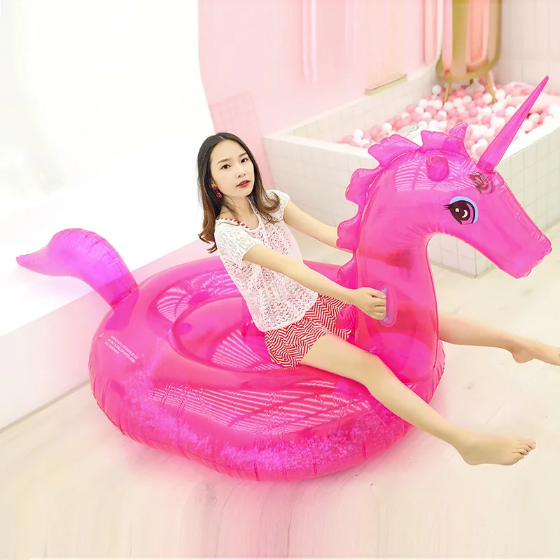 

Factory Currently Available Supply INS Hot Selling Pink Transparent Unicorn Floating Row Water Floating Bed Adult Swimming Tube