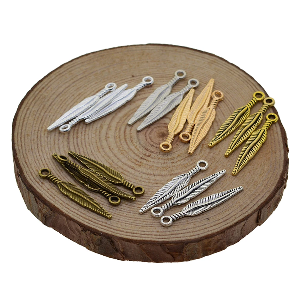 120 PCS Mixed DIY Antique Feather Charms Pendants for Crafting Bracelets Necklace Earrings Fashion Jewelry 