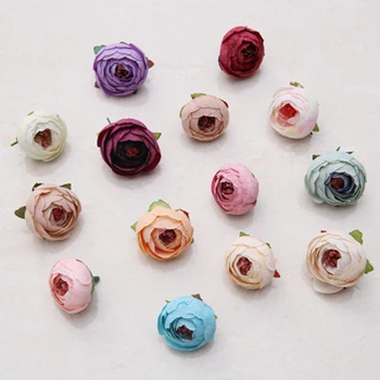 

20/100 Small Flower Heads Silk Flowers Tea Rose Artificial Flower Peonies for Crafts Hat Clothes DIY Hair Clips Home Party Decor