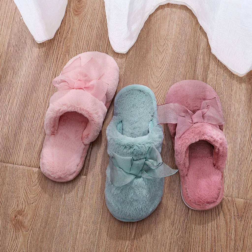 Г., женские модные удобные тапочки с бантиком-бабочкой теплые домашние тапочки с нескользящей подошвой домашняя обувь