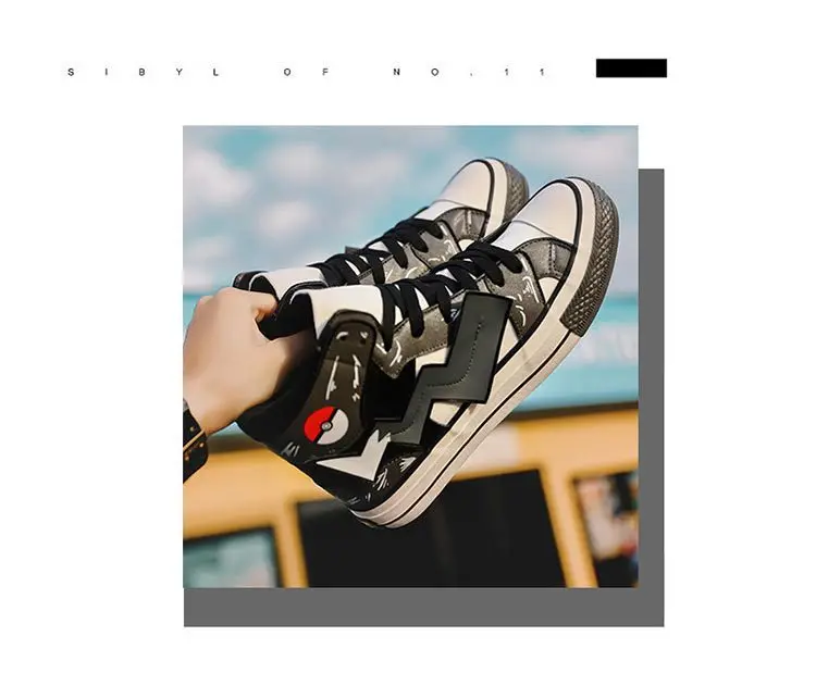 Новинка; обувь для костюмированной вечеринки в стиле аниме «Покемон го Пикачу» в стиле Харадзюку; парусиновая обувь с помпонами; школьная спортивная обувь для подростков; уличные кроссовки для путешествий