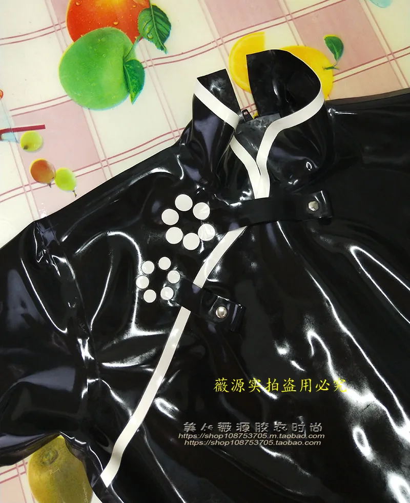Sexy-Women-Black-Latex-Cheongsam-Dress-Fetish-Side-Split-Rubber-Slim-Long-Dress- 2